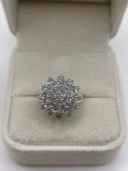 9ct gold aquamarine clusyer ring
