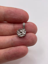 Load image into Gallery viewer, 9ct white gold aquamarine and diamond pendant
