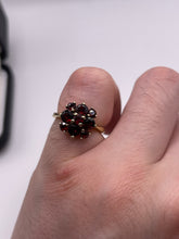 Load image into Gallery viewer, 9ct gold garnet cluster ring
