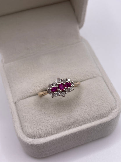 9ct gold ruby and diamond ring