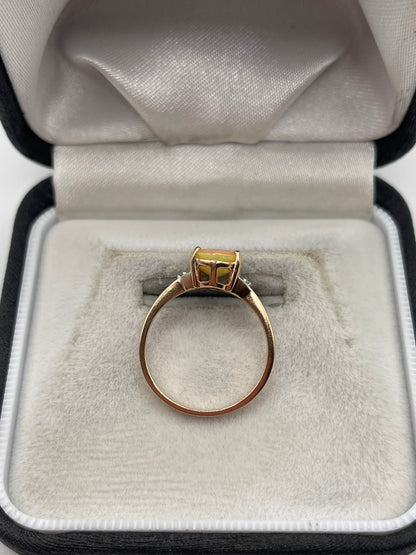 9ct rose gold opal and diamond ring