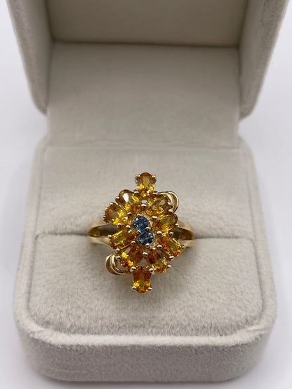 9ct gold sapphire cluster ring