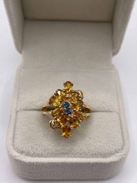 9ct gold sapphire cluster ring