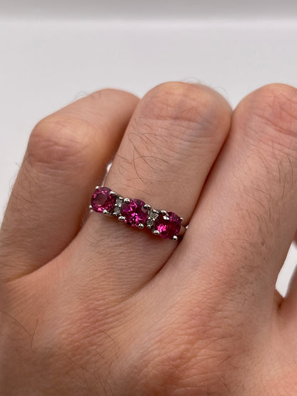 9ct white gold pink topaz and diamond ring