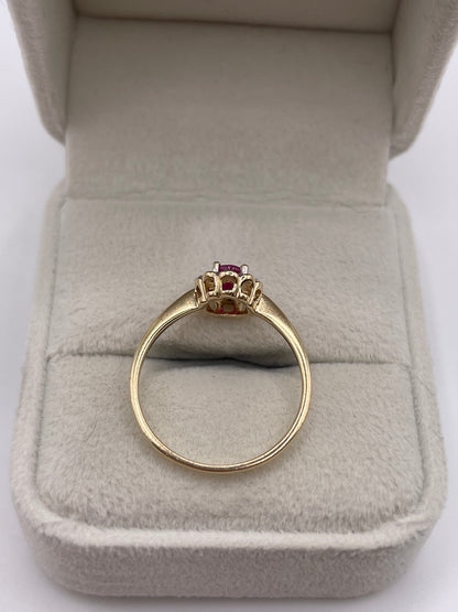 9ct gold ruby and diamond ring