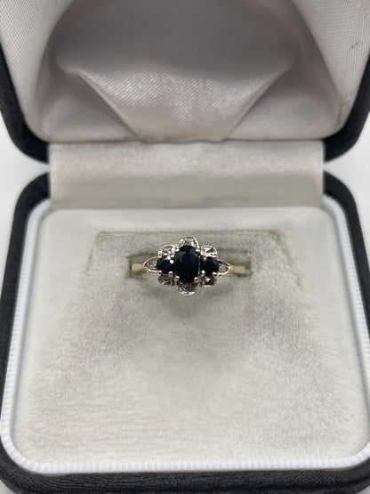 9ct gold sapphire and diamond ring