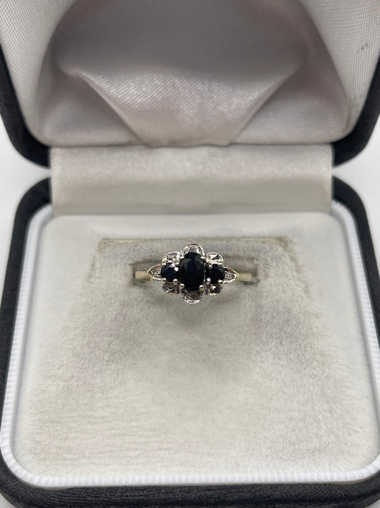 9ct gold sapphire and diamond ring