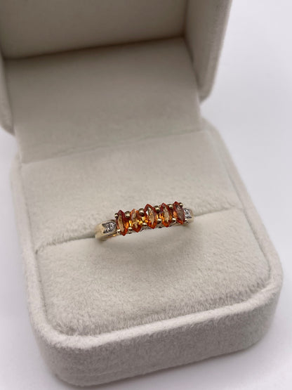 9ct gold orange sapphire and diamond ring