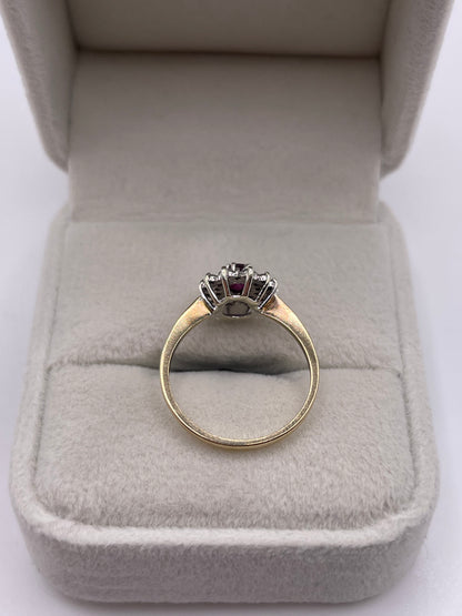9ct gold ruby and diamond ring