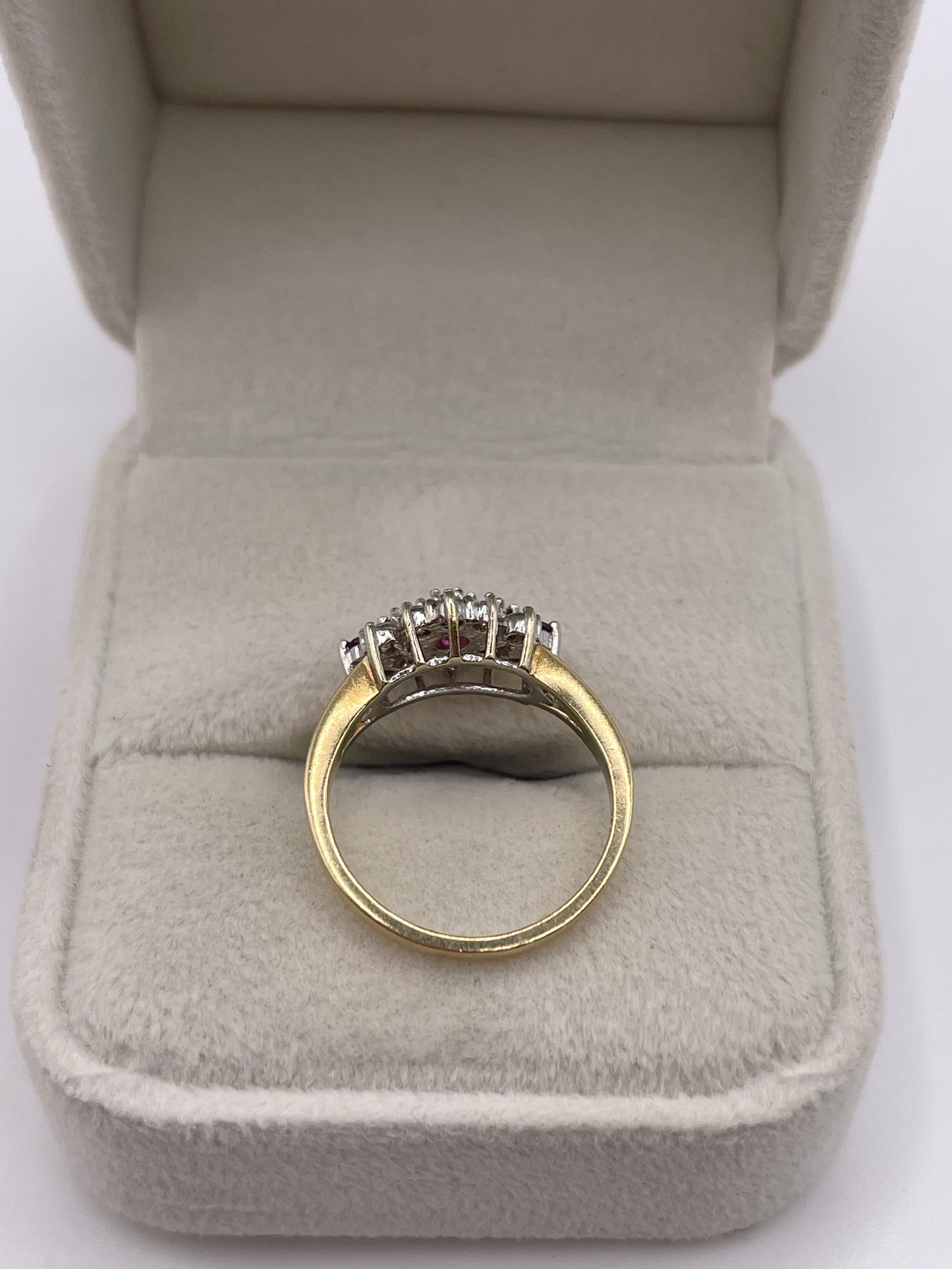 9ct gold ruby and diamond ring