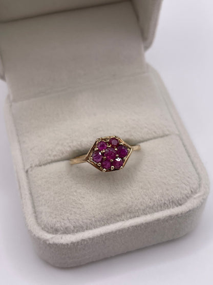9ct gold ruby cluster ring