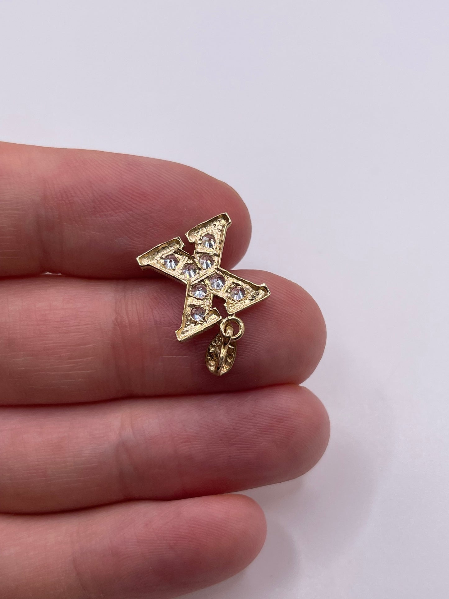 9ct gold cz initial X pendant