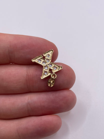 9ct gold cz initial X pendant