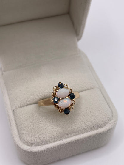 9ct gold opal and sapphire ring