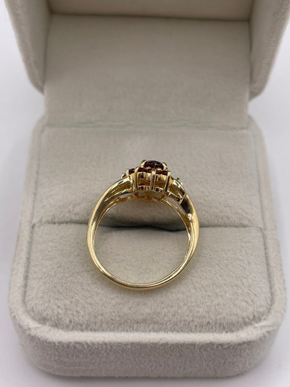 9ct gold garnet and diamond ring