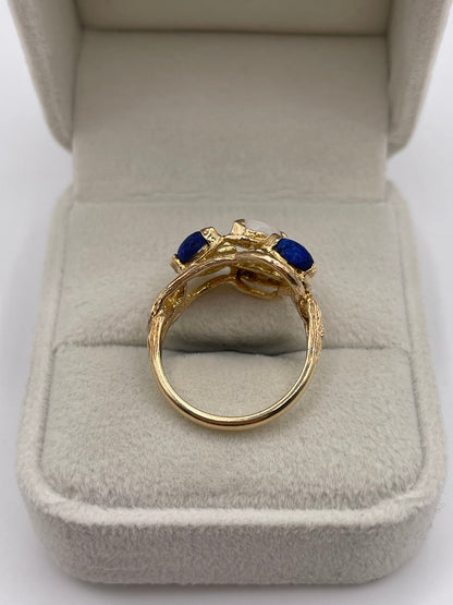 9ct gold opal and lapis lazuli ring