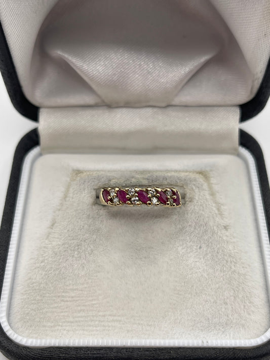 9ct gold ruby and diamond ring
