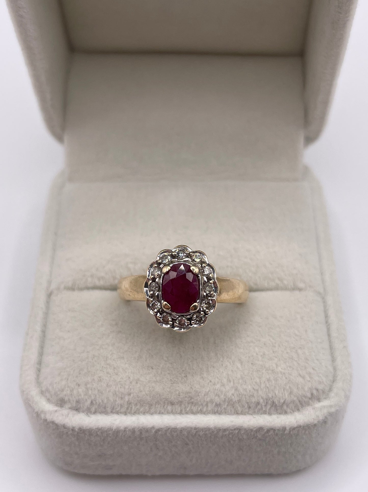 9ct gold ruby and diamond ring