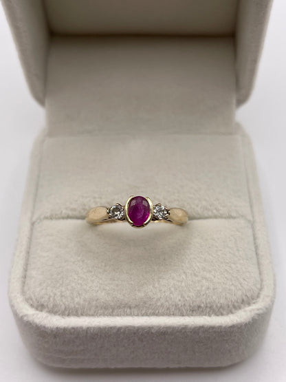 9ct gold ruby and diamond ring