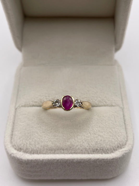 9ct gold ruby and diamond ring