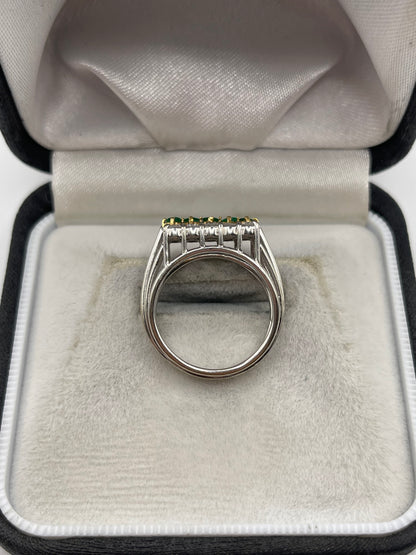 18ct two tone gold emerald and diamond ring