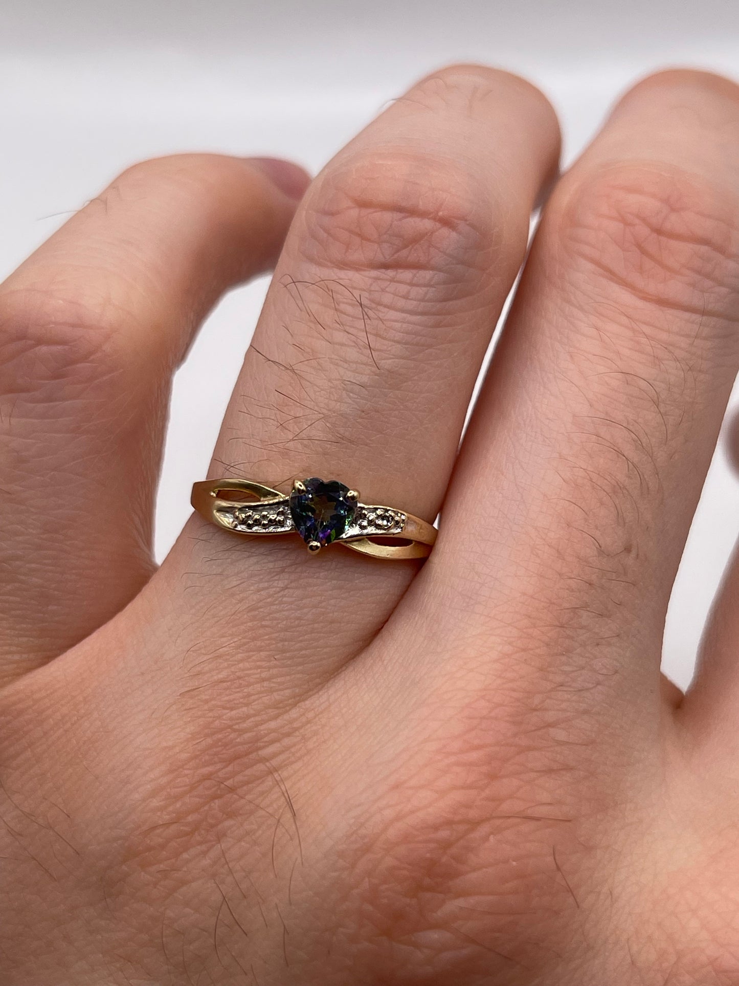 9ct gold mystic topaz and diamond ring