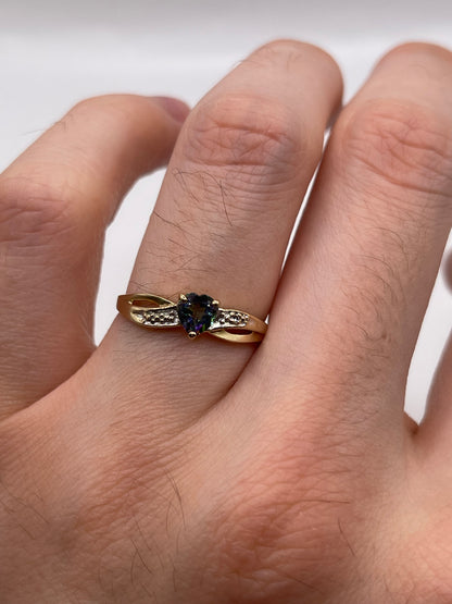 9ct gold mystic topaz and diamond ring
