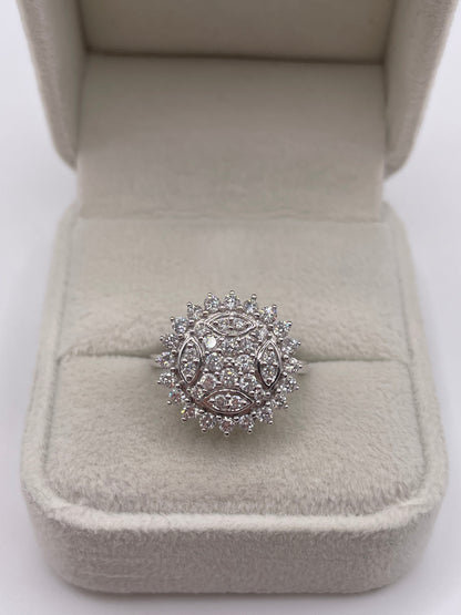 18ct white gold diamond cluster ring