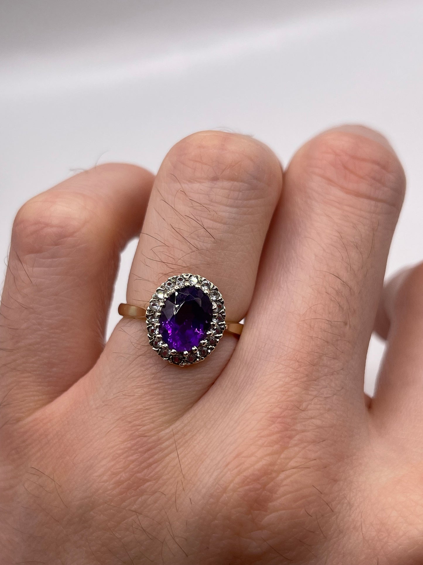 9ct gold amethyst and paste ring