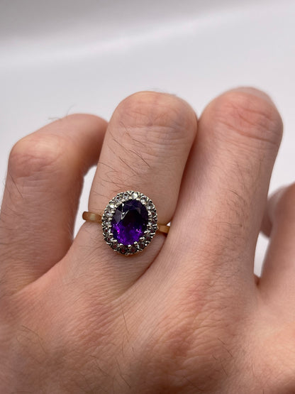 9ct gold amethyst and paste ring