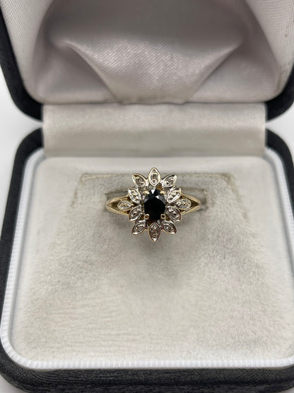 9ct gold sapphire and diamond ring