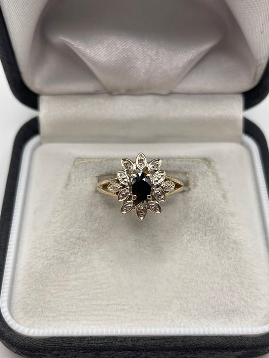 9ct gold sapphire and diamond ring
