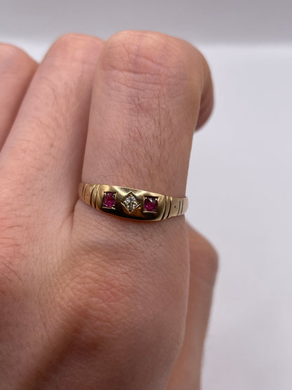 9ct rose gold ruby and diamond gypsy ring