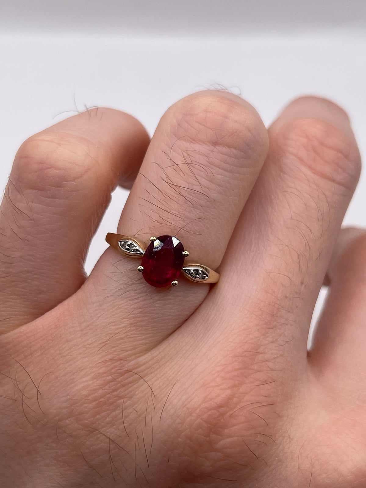 9ct gold ruby and diamond ring
