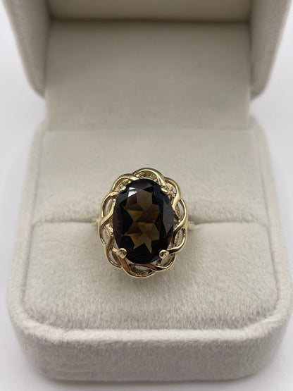 9ct gold Smokey quartz ring