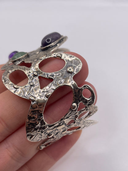 Silver gemstone bangle
