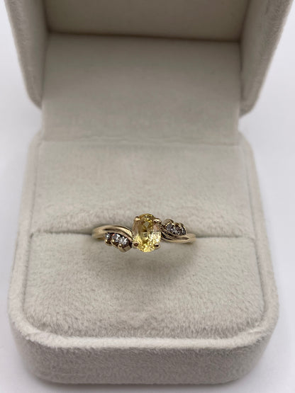 9ct gold yellow sapphire and diamond ring