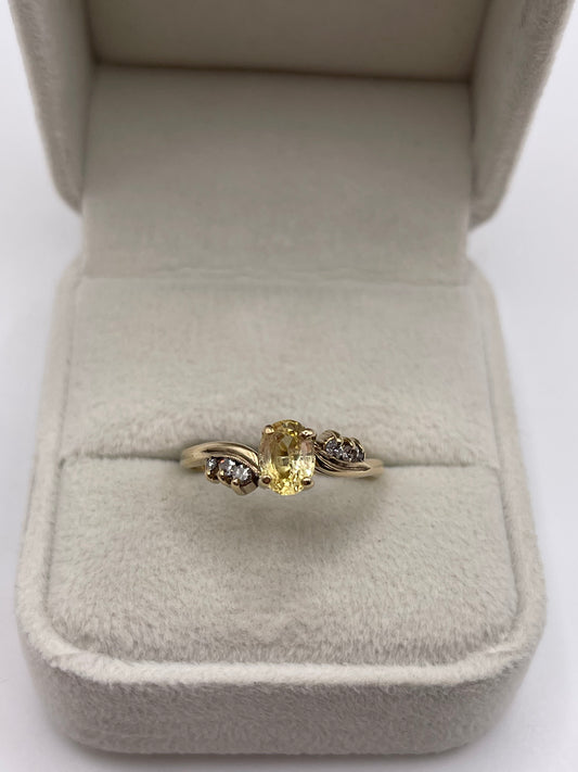 9ct gold yellow sapphire and diamond ring