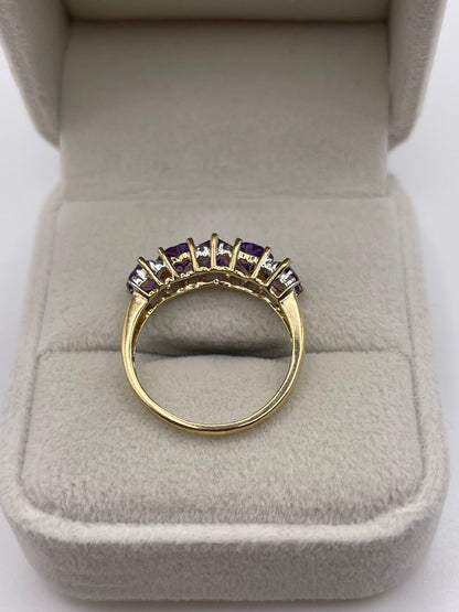 9ct gold amethyst and diamond ring