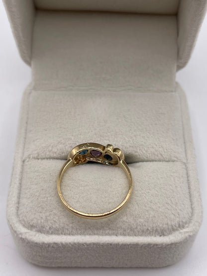 9ct gold amethyst and topaz ring