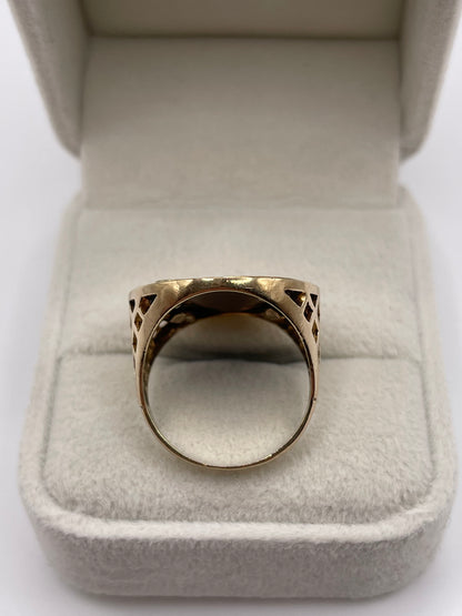 9ct gold onyx initial ring