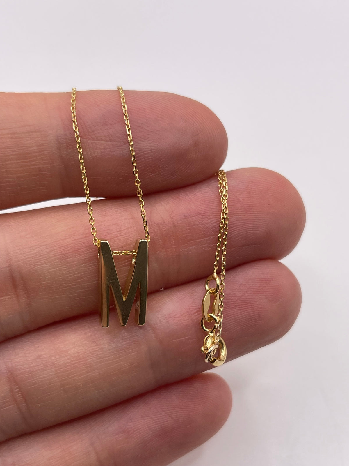 9ct gold initial M necklace