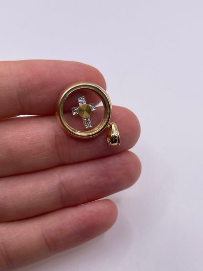 9ct gold diamond cross pendant