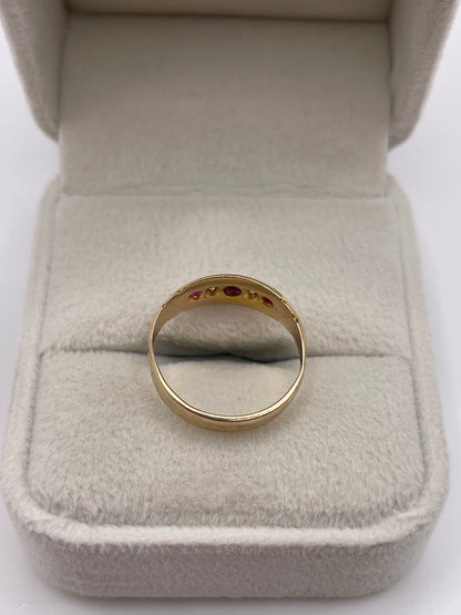 Antique 9ct gold ruby and diamond ring