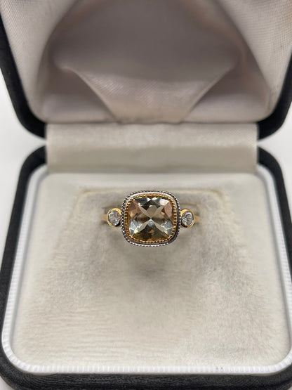 9ct gold quartz and zircon ring