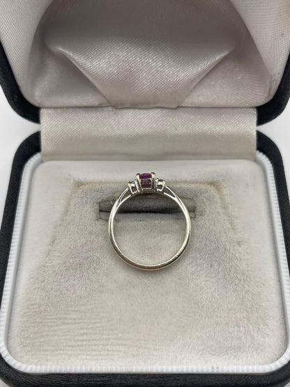 9ct white gold pink sapphire and diamond ring