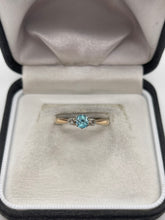 Load image into Gallery viewer, 9ct gold blue zircon and diamond ring
