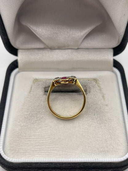 Antique 18ct gold ruby and diamond ring