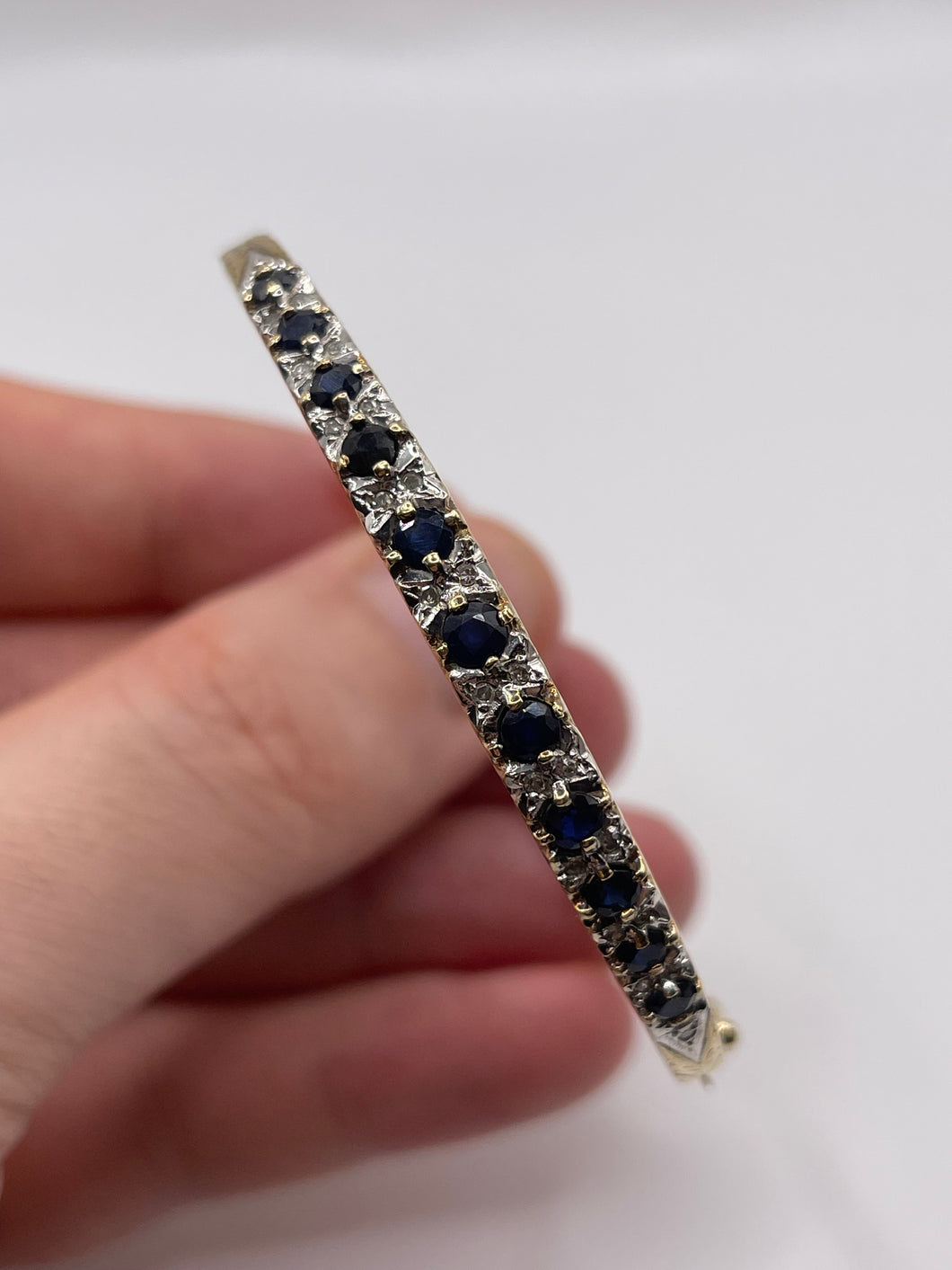 9ct gold sapphire and diamond bangle