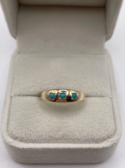 9ct gold turquoise gypsy ring